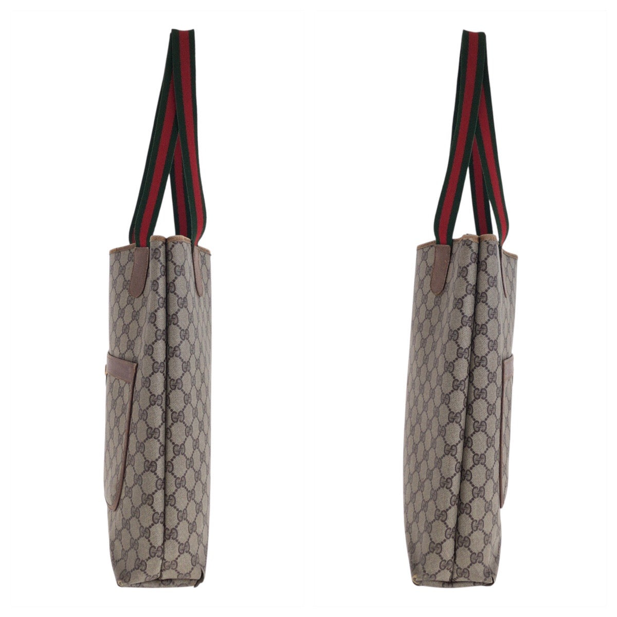 22641
GUCCI Vintage Sherry Line Beige Brown GG Supreme Canvas / Leather 20 001 4487 Tote Bag Shoulder Bag Ladies AB16