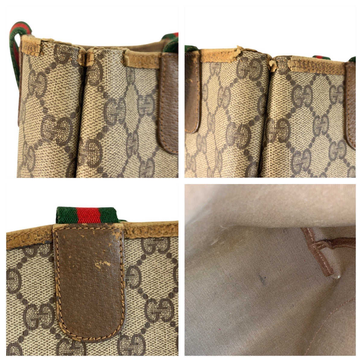 22644
GUCCI グッチ ヴィンテージ シェリーライン ベージュ ブラウン GGスプリームキャンバス / レザー 39 02 003 トートバッグ ショルダーバッグ レディース AB16