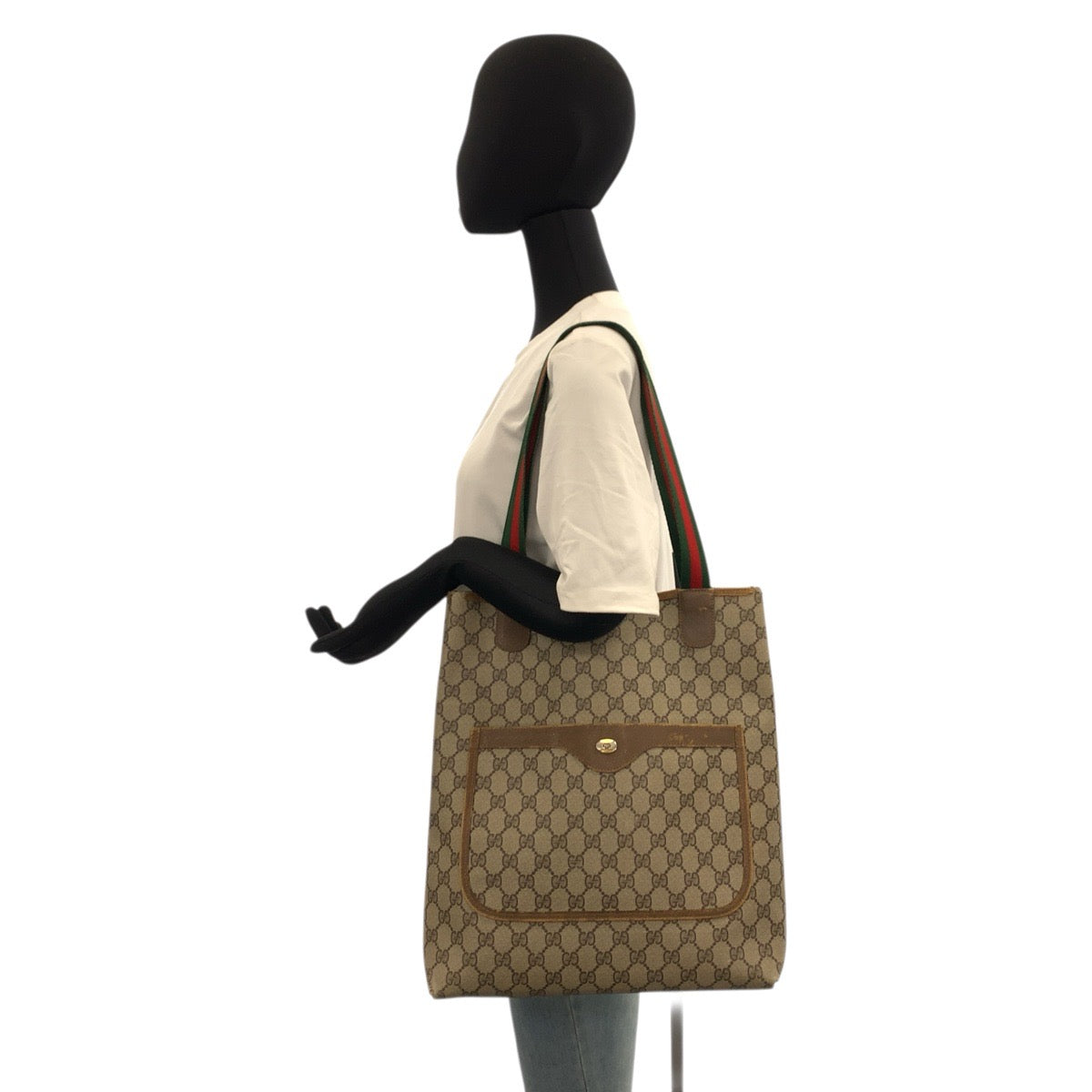 22644
GUCCI グッチ ヴィンテージ シェリーライン ベージュ ブラウン GGスプリームキャンバス / レザー 39 02 003 トートバッグ ショルダーバッグ レディース AB16