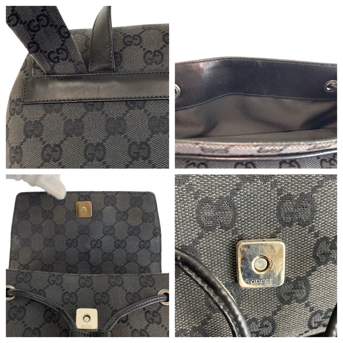 22645
GUCCI グッチ ブラック 黒 GGキャンバス 003 0242 バックパック デイパック レディース ABP35