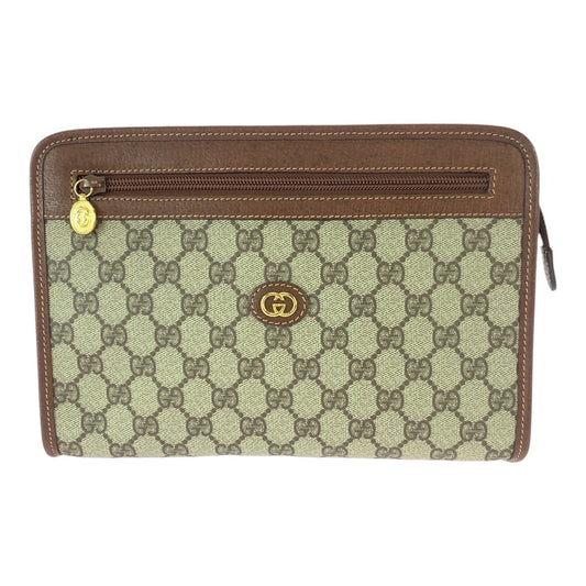 22648
GUCCI グッチ ヴィンテージ オールドグッチ ベージュ ブラウン ゴールド金具 GGスプリームキャンバス / レザー 014.122.6063 セカンドバッグ クラッチバッグ レディース ABP14