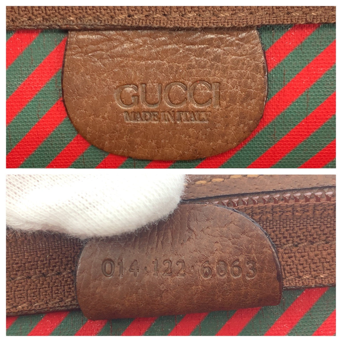 22648
GUCCI Vintage Old Gucci Beige Brown Gold Hardware GG Supreme Canvas / Leather 014.122.6063 Second Bag Clutch Bag Women's ABP14