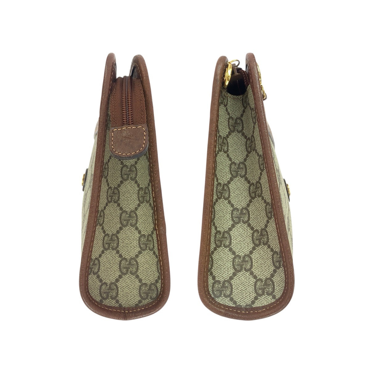 22648
GUCCI Vintage Old Gucci Beige Brown Gold Hardware GG Supreme Canvas / Leather 014.122.6063 Second Bag Clutch Bag Women's ABP14