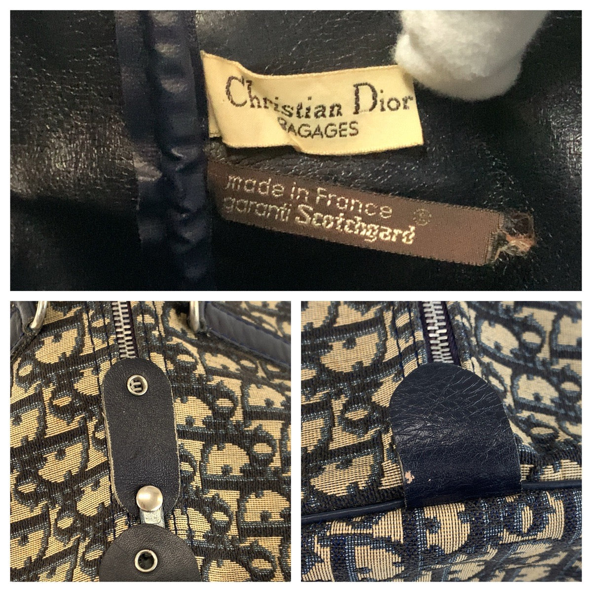 22649
Christian Dior クリスチャンディオール ヴィンテージ トロッター ネイビー ベージュ シルバー金具 キャンバス / レザー ハンドバッグ ボストンバッグ レディース ABP56