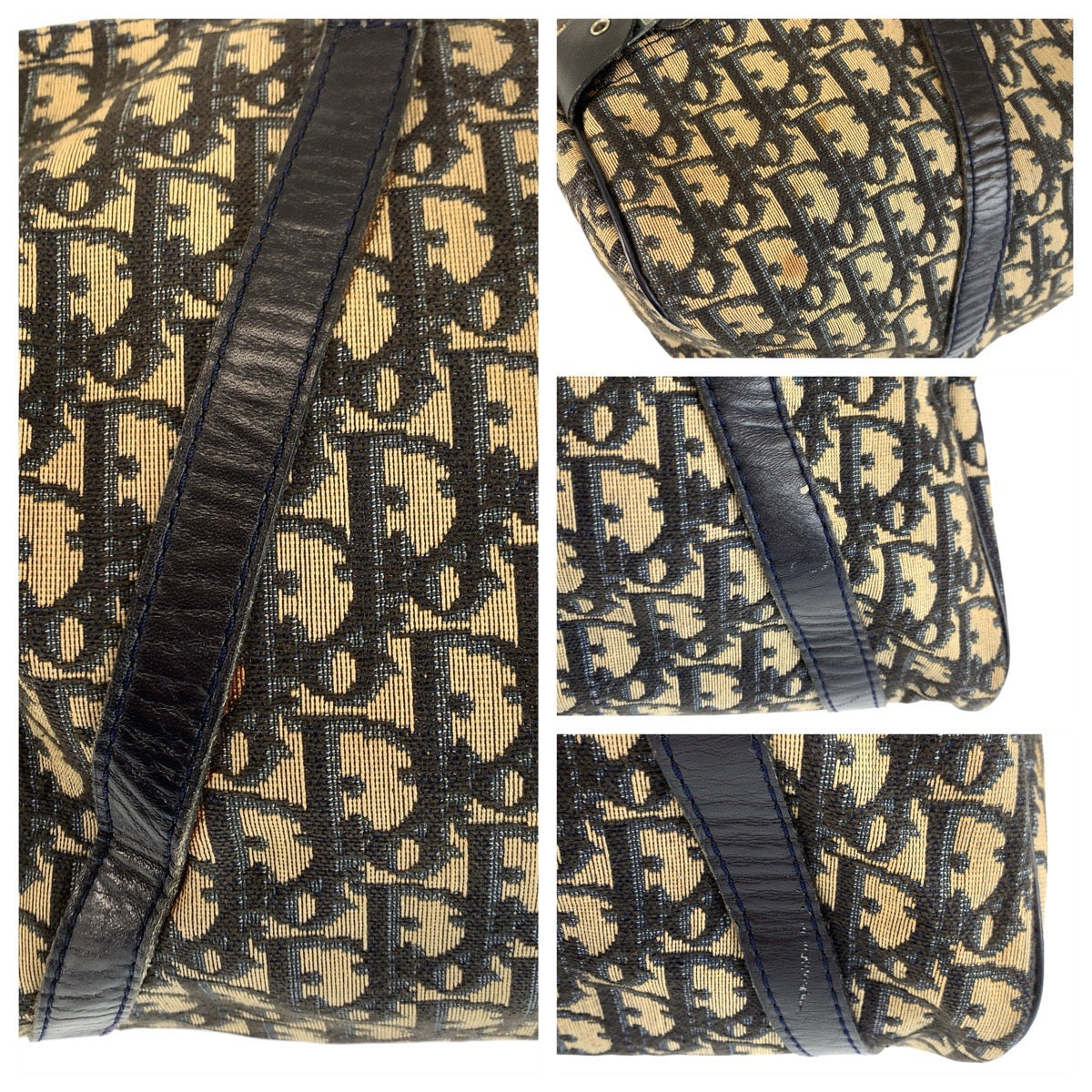 22649
Christian Dior クリスチャンディオール ヴィンテージ トロッター ネイビー ベージュ シルバー金具 キャンバス / レザー ハンドバッグ ボストンバッグ レディース ABP56