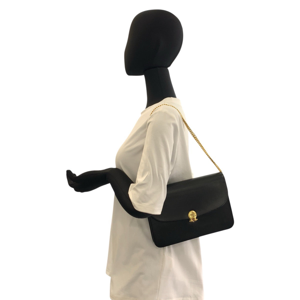 22651
Christian Dior クリスチャンディオール ヴィンテージ ブラック 黒 ゴールド金具 レザー チェーンショルダーバッグ レディース AB42