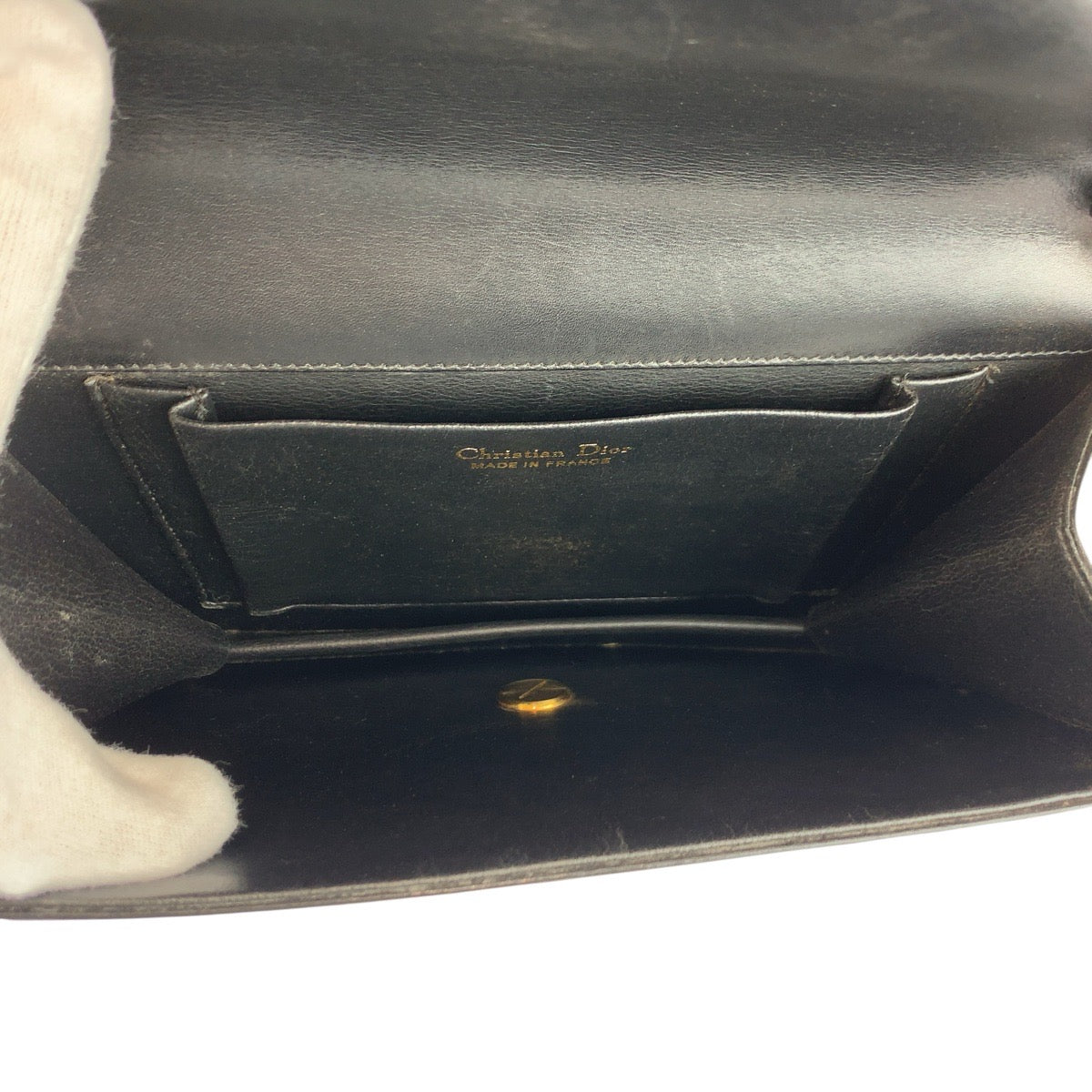 22651
Christian Dior クリスチャンディオール ヴィンテージ ブラック 黒 ゴールド金具 レザー チェーンショルダーバッグ レディース AB42