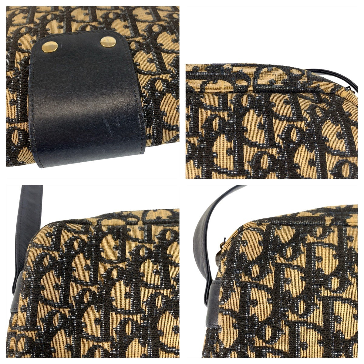 22653
Christian Dior Trotter Navy Beige Canvas / Leather Shoulder Bag Ladies ABP35