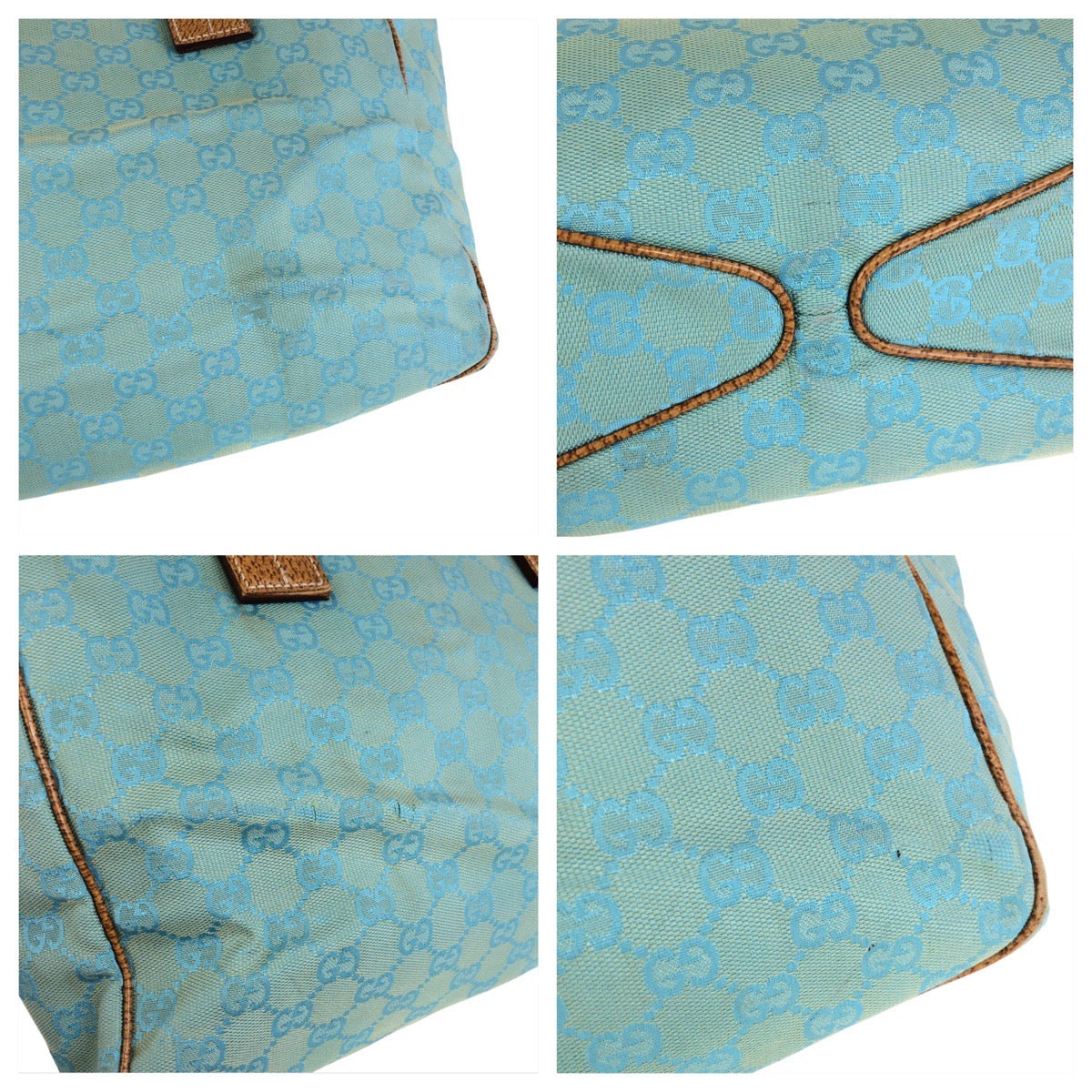 22655
GUCCI グッチ ライトブルー ブラウン GGキャンバス / レザー 113017 トートバッグ ショルダーバッグ レディース AB28