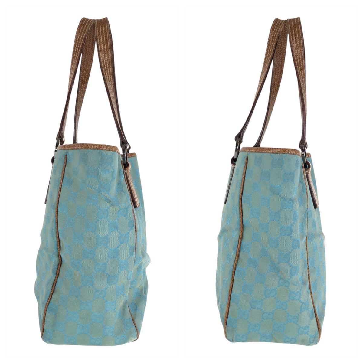 22655
GUCCI グッチ ライトブルー ブラウン GGキャンバス / レザー 113017 トートバッグ ショルダーバッグ レディース AB28