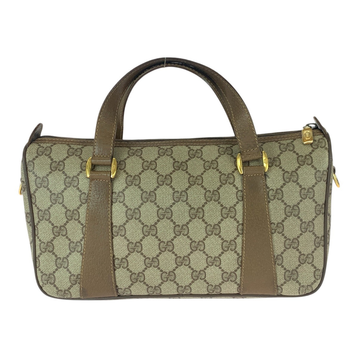 22656
GUCCI Vintage Old Gucci Sherry Line Beige Brown Gold Hardware GG Supreme Canvas 39.02.040 Shoulder Bag Handbag Mini Boston Bag Ladies AB35