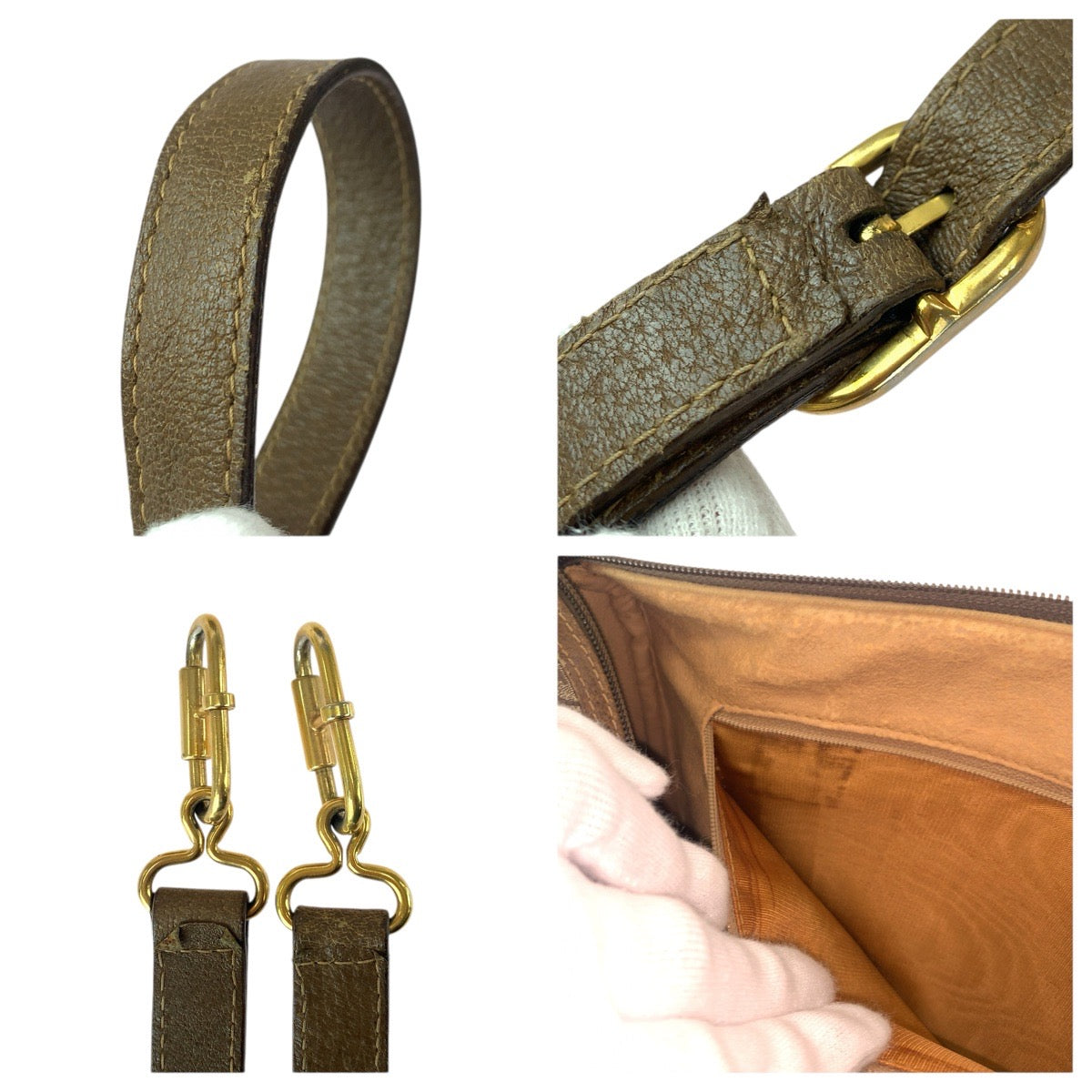 22656
GUCCI Vintage Old Gucci Sherry Line Beige Brown Gold Hardware GG Supreme Canvas 39.02.040 Shoulder Bag Handbag Mini Boston Bag Ladies AB35