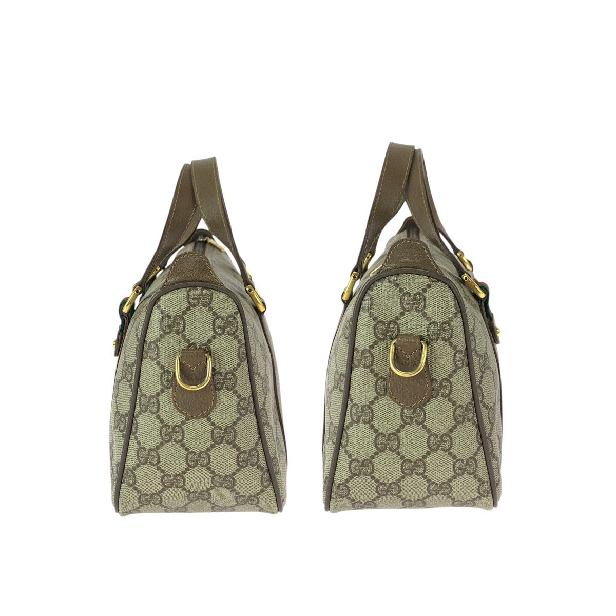 22656
GUCCI Vintage Old Gucci Sherry Line Beige Brown Gold Hardware GG Supreme Canvas 39.02.040 Shoulder Bag Handbag Mini Boston Bag Ladies AB35