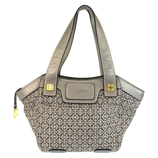22657
LOEWE ロエベ アナグラム グレー シルバー ゴールド金具 キャンバス / レザー トートバッグ ショルダーバッグ レディース AB35