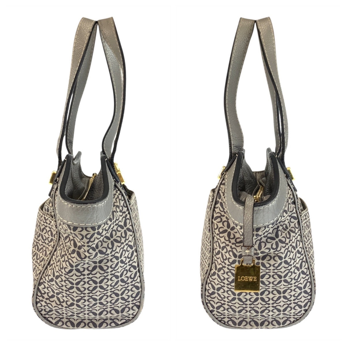 22657
LOEWE ロエベ アナグラム グレー シルバー ゴールド金具 キャンバス / レザー トートバッグ ショルダーバッグ レディース AB35