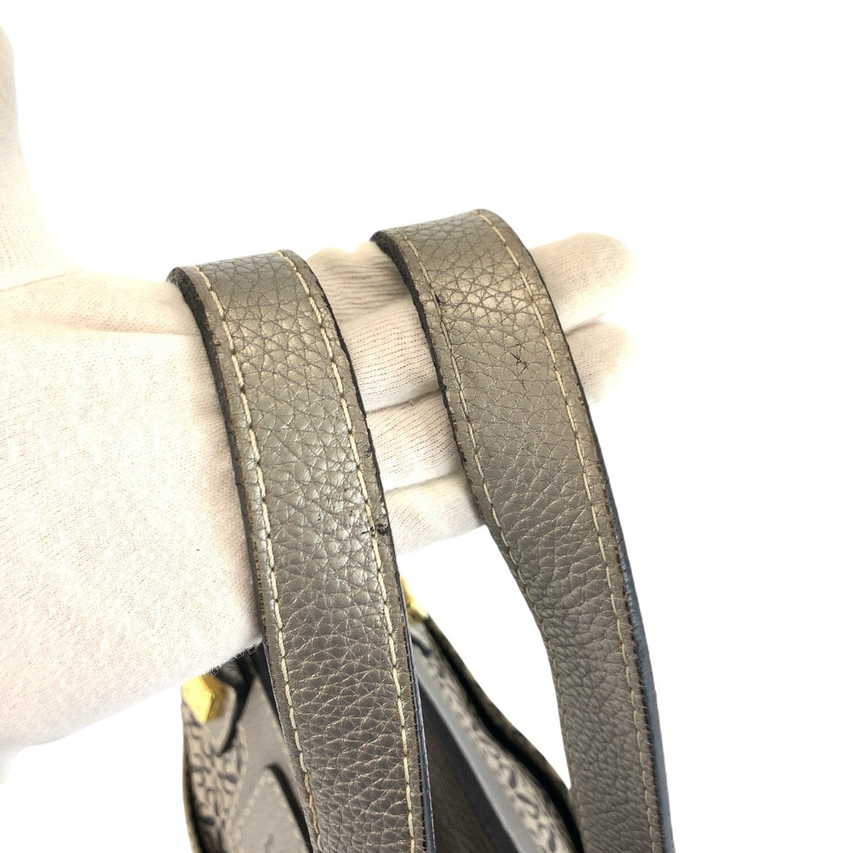 22657
LOEWE ロエベ アナグラム グレー シルバー ゴールド金具 キャンバス / レザー トートバッグ ショルダーバッグ レディース AB35