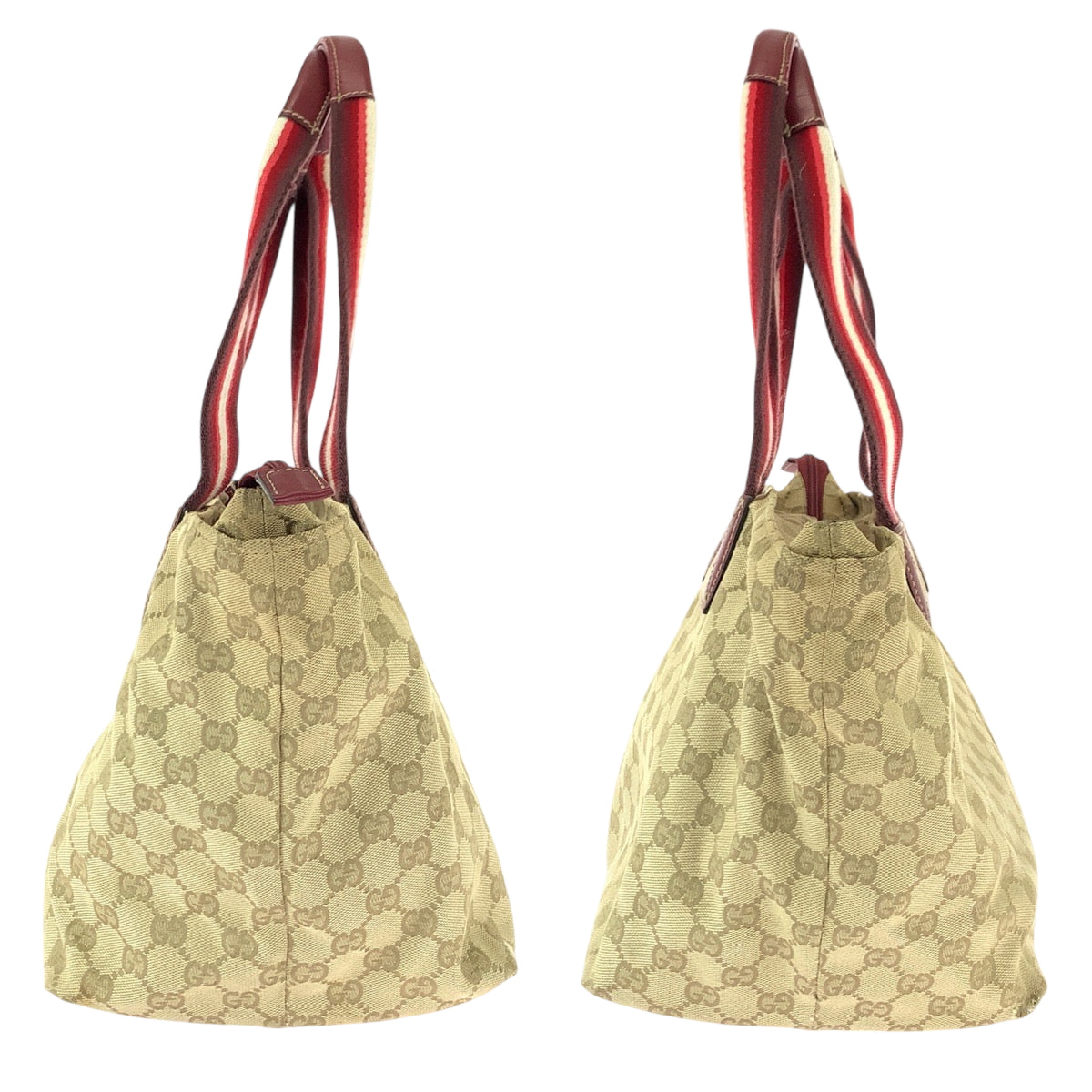 22658
GUCCI グッチ シェリーライン ブラウン ベージュ レッド GGキャンバス / レザー 131230 ショルダーバッグ トートバッグ レディース AB28