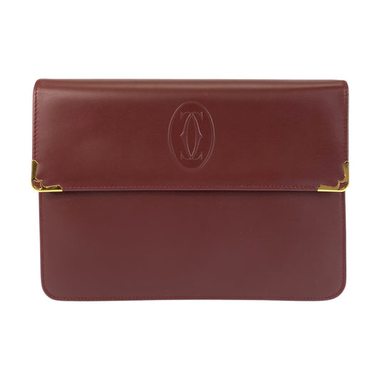 22659
CARTIER カルティエ マストライン ボルドー ゴールド金具 レザー クラッチバッグ セカンドバッグ メンズ A35