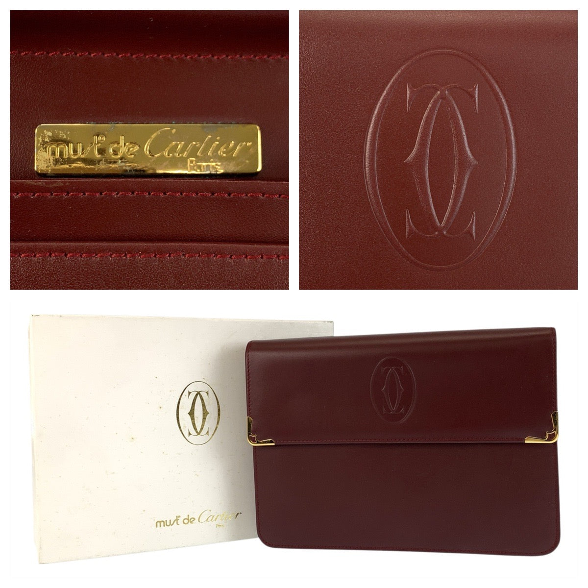 22659
CARTIER カルティエ マストライン ボルドー ゴールド金具 レザー クラッチバッグ セカンドバッグ メンズ A35