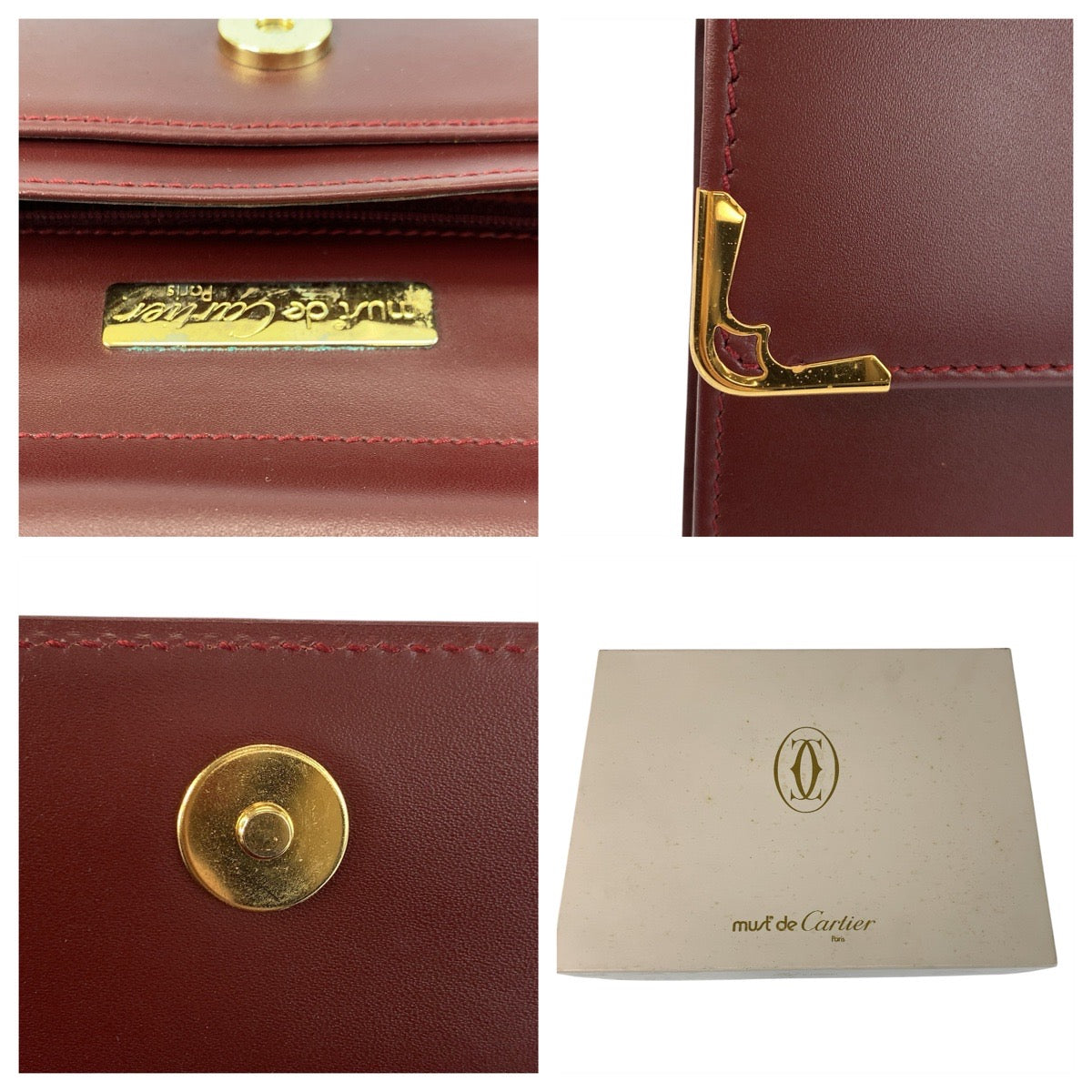 22659
CARTIER カルティエ マストライン ボルドー ゴールド金具 レザー クラッチバッグ セカンドバッグ メンズ A35