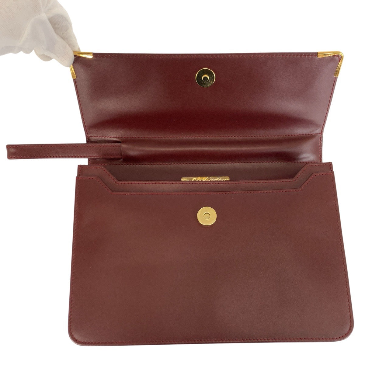 22659
CARTIER カルティエ マストライン ボルドー ゴールド金具 レザー クラッチバッグ セカンドバッグ メンズ A35