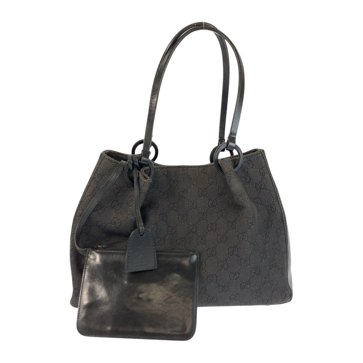 22661
GUCCI Black Silver Hardware GG Canvas / Leather 101919 Tote Bag Shoulder Bag Ladies AB28