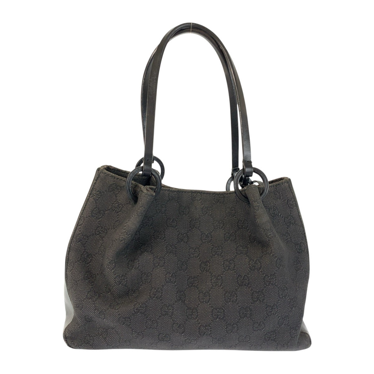 22661
GUCCI Black Silver Hardware GG Canvas / Leather 101919 Tote Bag Shoulder Bag Ladies AB28