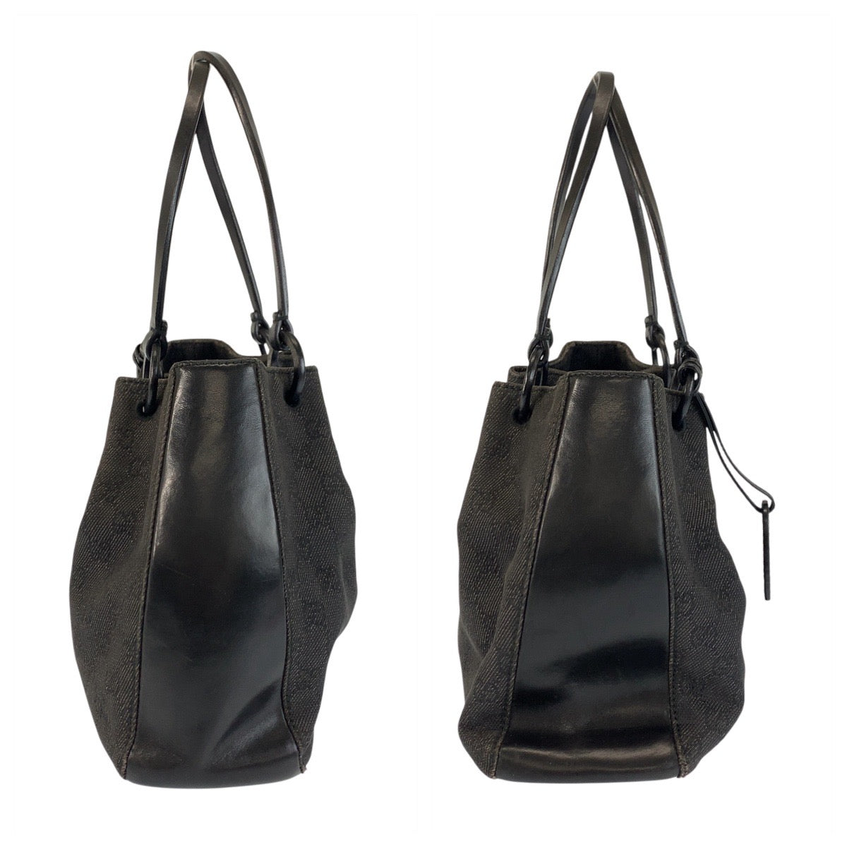 22661
GUCCI Black Silver Hardware GG Canvas / Leather 101919 Tote Bag Shoulder Bag Ladies AB28