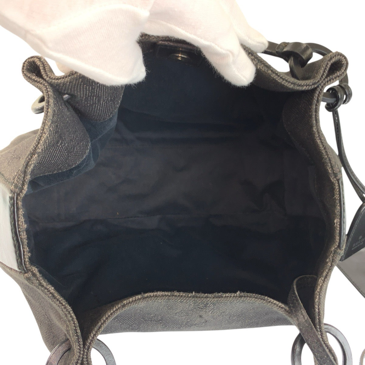 22661
GUCCI Black Silver Hardware GG Canvas / Leather 101919 Tote Bag Shoulder Bag Ladies AB28