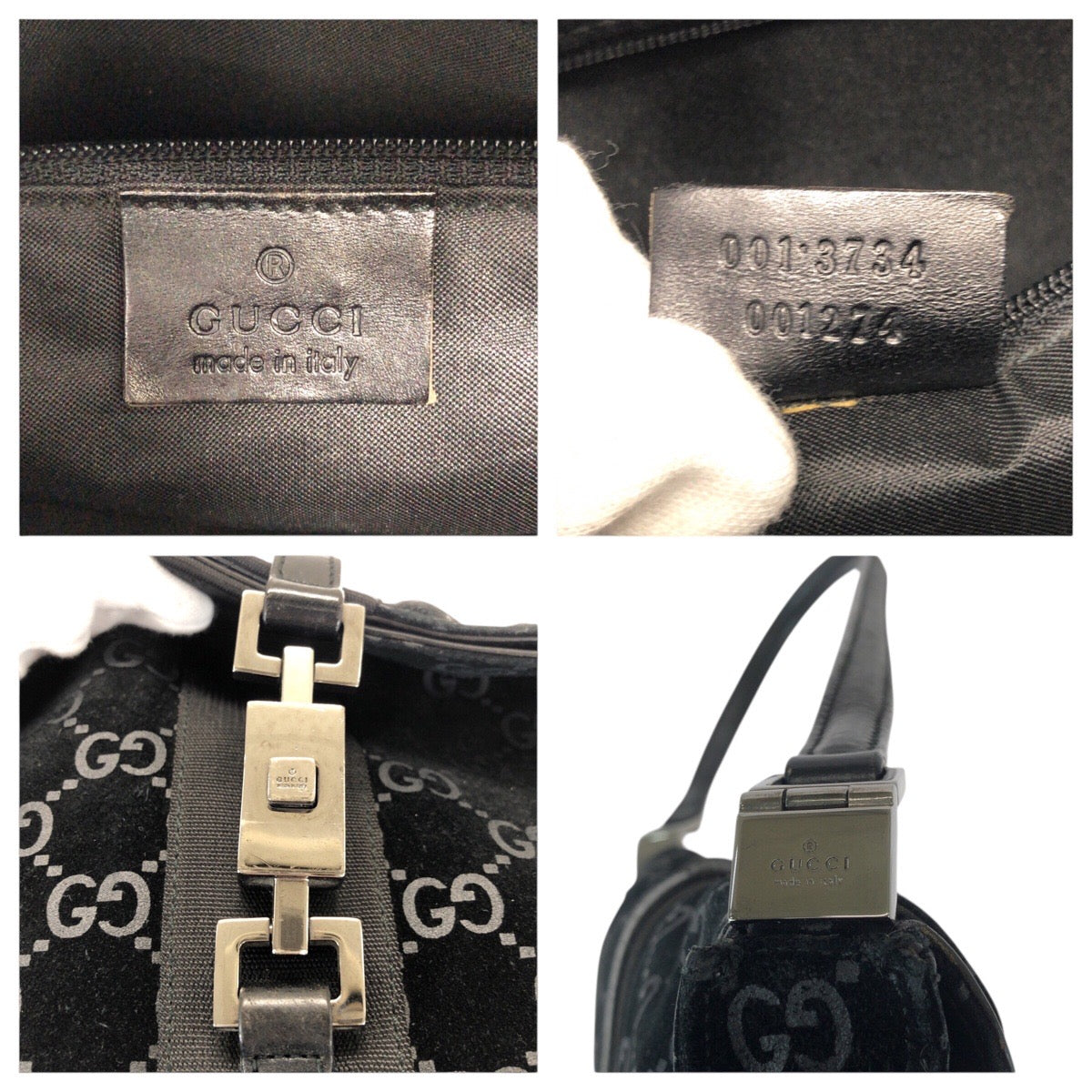 22662
GUCCI グッチ ジャッキー ブラック 黒 スウェード / レザー 001 3734 ショルダーバッグ レディース AB28