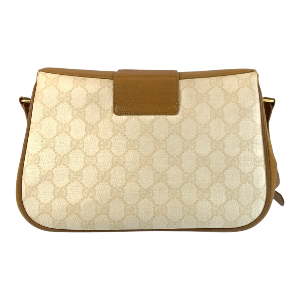 22663
GUCCI グッチ ヴィンテージ アイボリー ブラウン ゴールド金具 GGスプリームキャンバス / レザー 116 02 076 ショルダーバッグ ポシェット レディース AB35