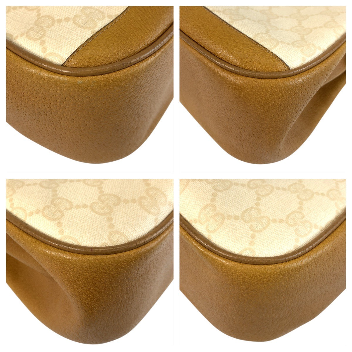 22663
GUCCI グッチ ヴィンテージ アイボリー ブラウン ゴールド金具 GGスプリームキャンバス / レザー 116 02 076 ショルダーバッグ ポシェット レディース AB35