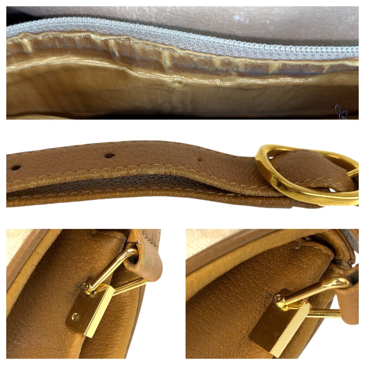 22663
GUCCI グッチ ヴィンテージ アイボリー ブラウン ゴールド金具 GGスプリームキャンバス / レザー 116 02 076 ショルダーバッグ ポシェット レディース AB35