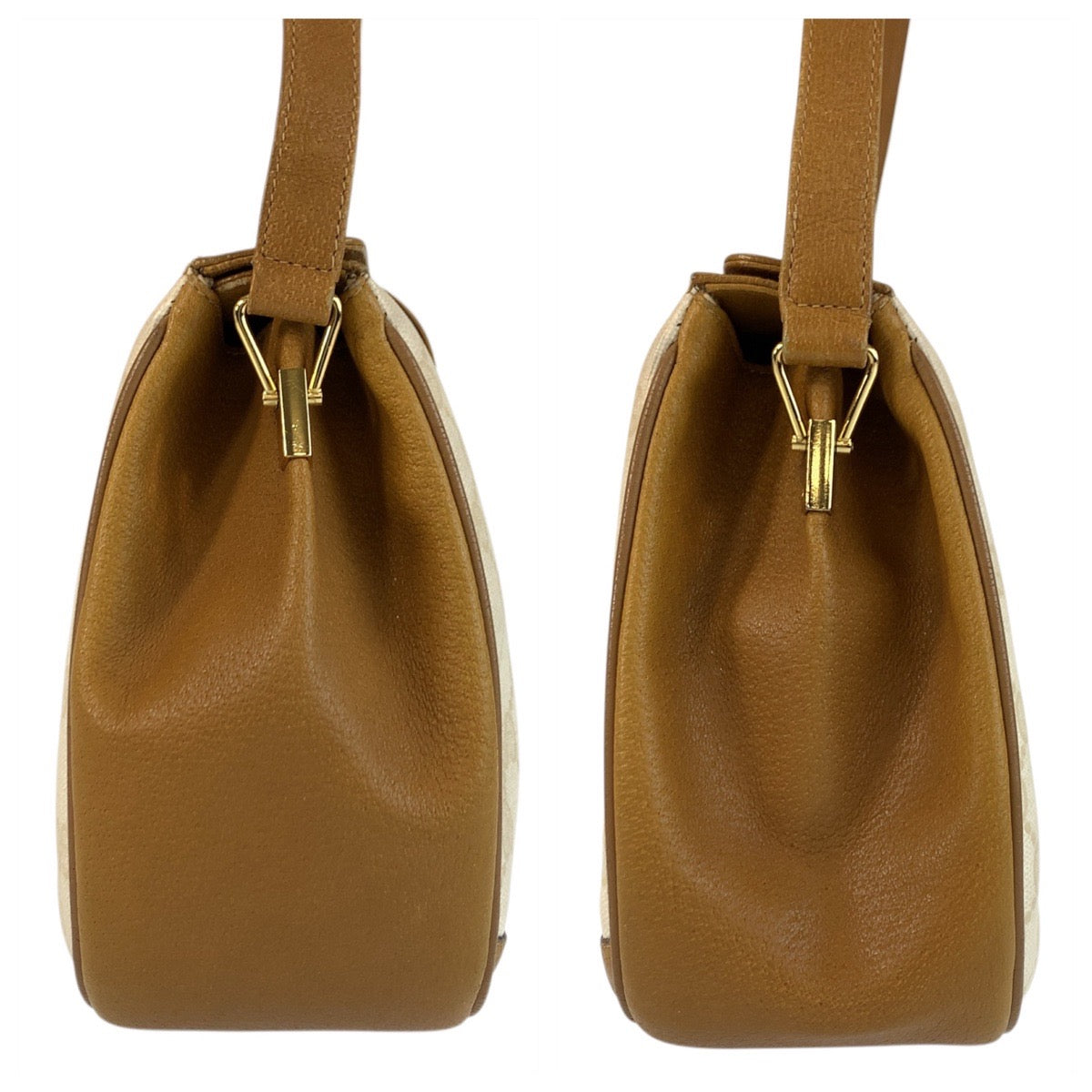 22663
GUCCI グッチ ヴィンテージ アイボリー ブラウン ゴールド金具 GGスプリームキャンバス / レザー 116 02 076 ショルダーバッグ ポシェット レディース AB35