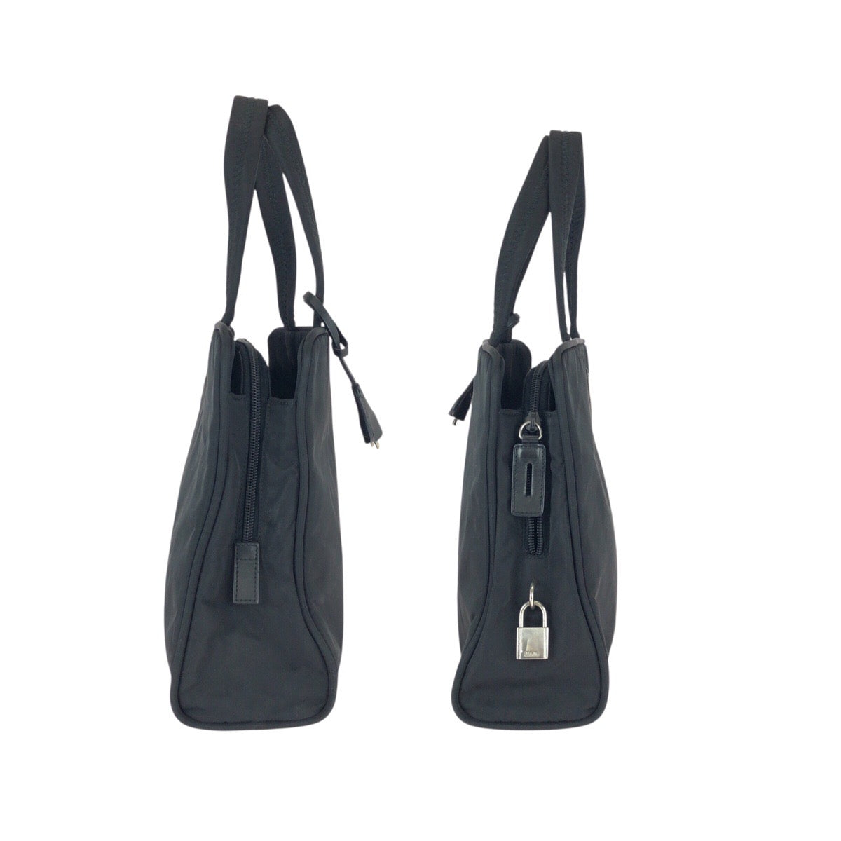 22664
PRADA プラダ テスート 三角ロゴプレート ブラック 黒 シルバー金具 ナイロン トートバッグ ハンドバッグ レディース ABP28
