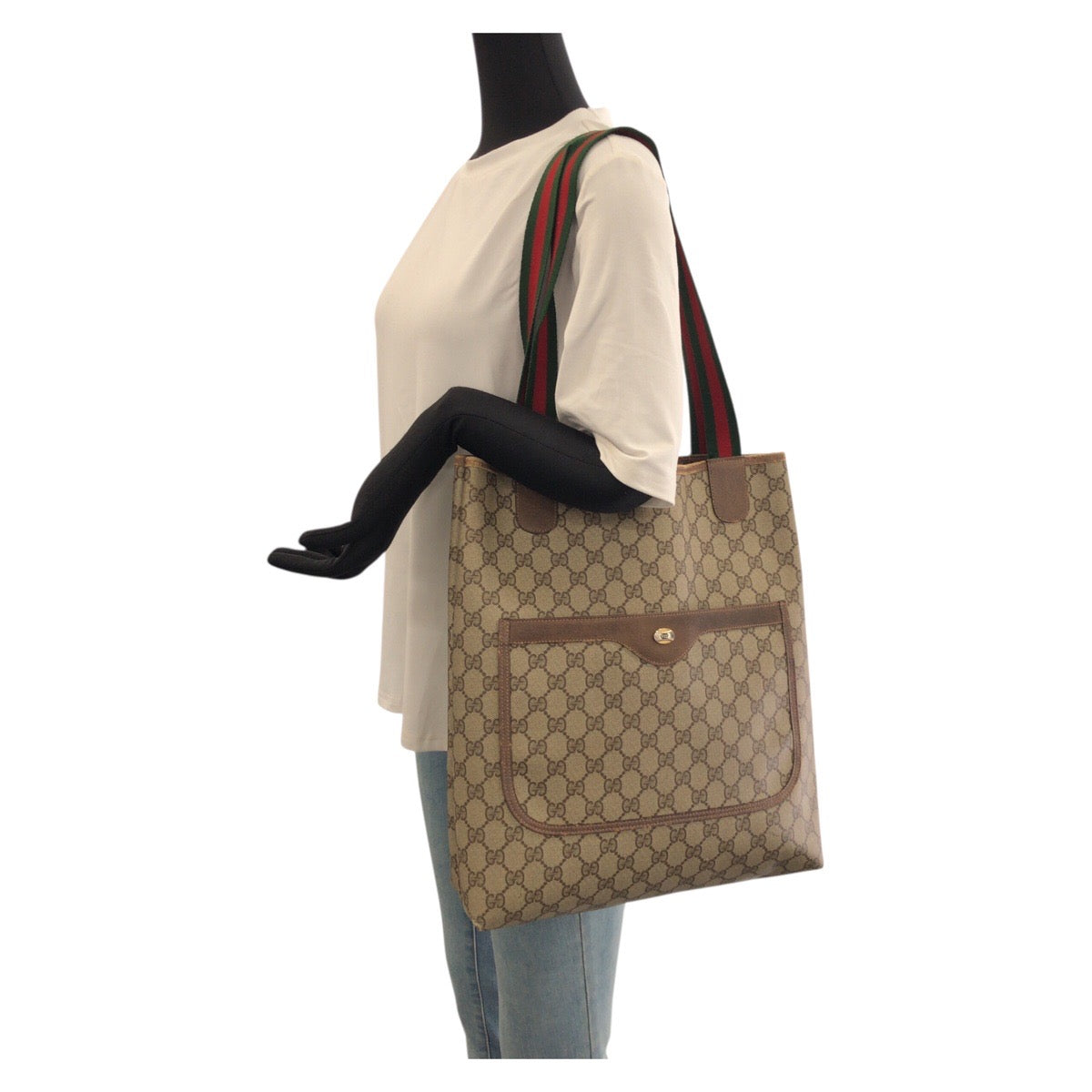 22665
GUCCI グッチ ヴィンテージ オールドグッチ シェリーライン ベージュ ブラウン GGスプリームキャンバス 39.02.003 トートバッグ ショルダーバッグ レディース AB21