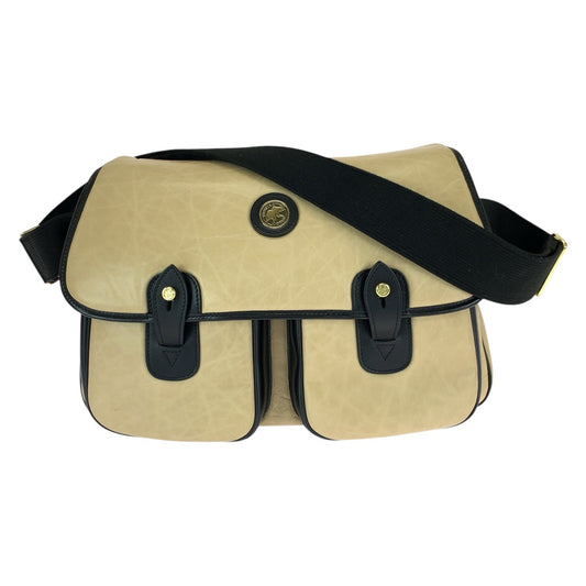 22666
HUNTING WORLD ハンティングワールド ベージュ ブラック ゴールド金具 バチュークロス ショルダーバッグ メッセンジャーバッグ レディース ABP28