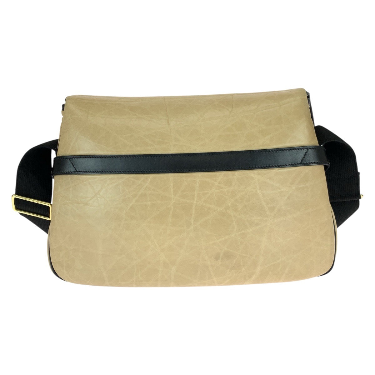 22666
HUNTING WORLD ハンティングワールド ベージュ ブラック ゴールド金具 バチュークロス ショルダーバッグ メッセンジャーバッグ レディース ABP28