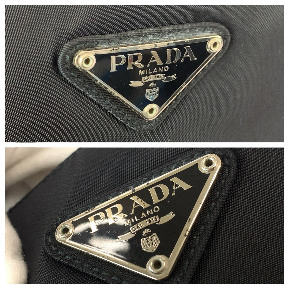 22667
PRADA Prada Tessuto Triangle Logo Plate Black Silver Hardware Nylon Shoulder Bag Tote Bag Women's ABP35