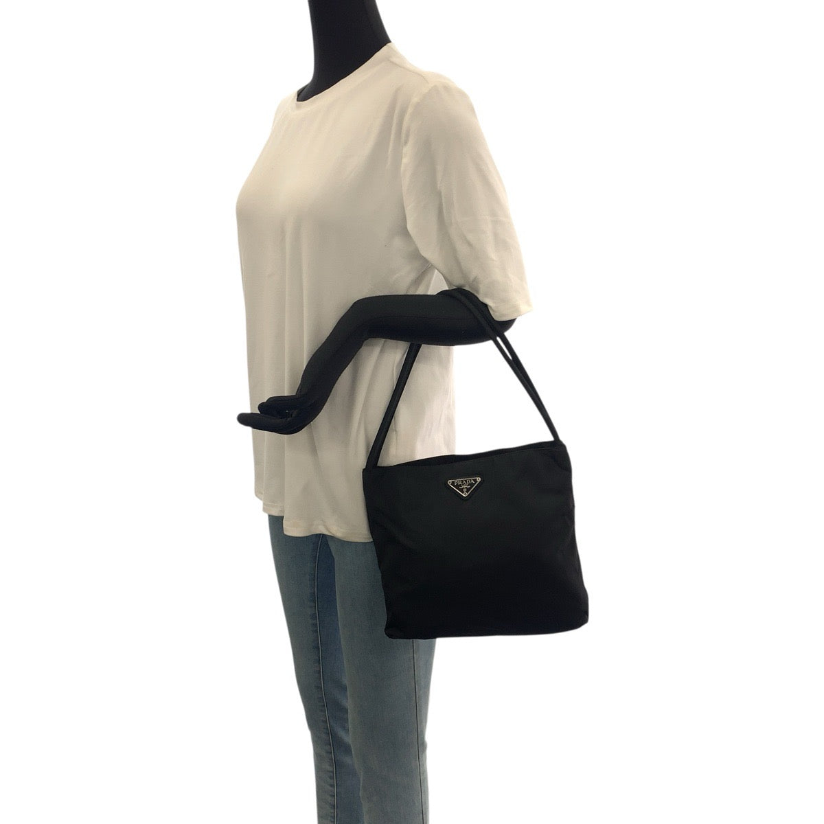 22667
PRADA Prada Tessuto Triangle Logo Plate Black Silver Hardware Nylon Shoulder Bag Tote Bag Women's ABP35