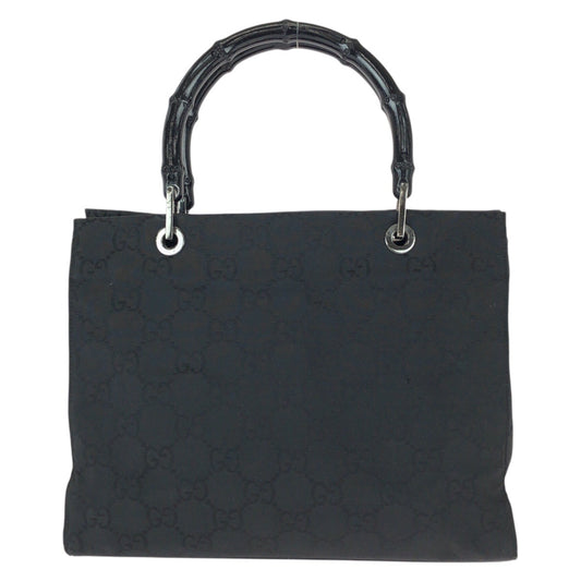 22668
GUCCI グッチ バンブー GG柄 ブラック 黒 シルバー金具 ナイロン 002 1016 トートバッグ ハンドバッグ レディース AB28