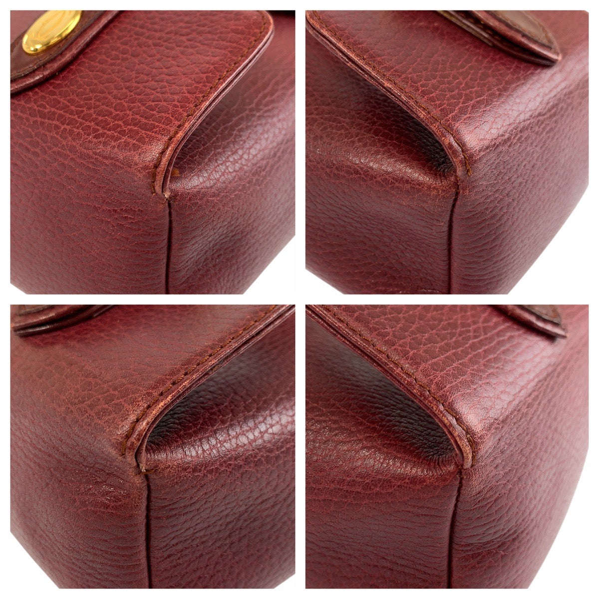 22671
CARTIER カルティエ マストライン トリニティ ボルドー ゴールド金具 レザー ハンドバッグ ポーチ レディース ABP21