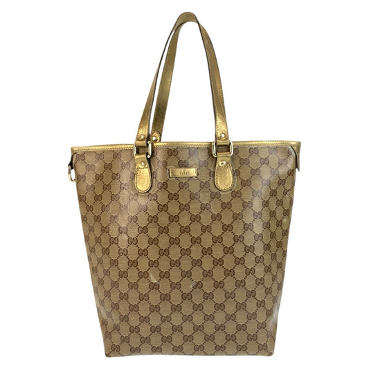 22672
GUCCI グッチ GGクリスタル ベージュ ゴールド金具 PVC / レザー 189896 トートバッグ ショルダーバッグ レディース AB28