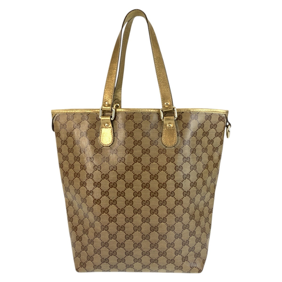 22672
GUCCI GG Crystal Beige Gold Hardware PVC / Leather 189896 Tote Bag Shoulder Bag Ladies AB28