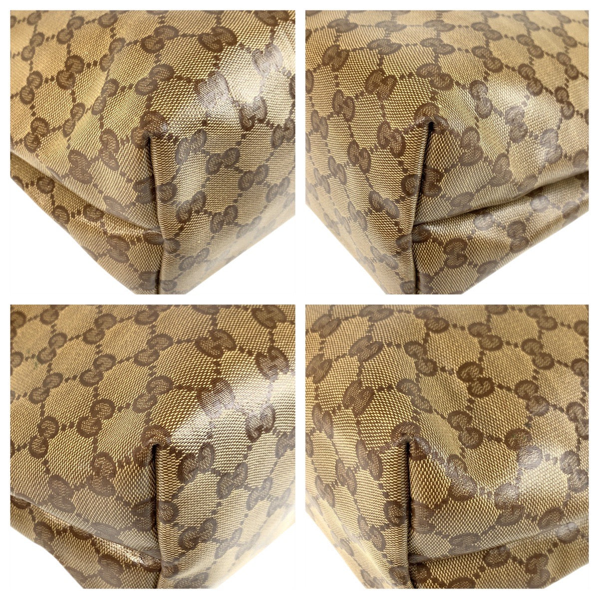 22672
GUCCI GG Crystal Beige Gold Hardware PVC / Leather 189896 Tote Bag Shoulder Bag Ladies AB28