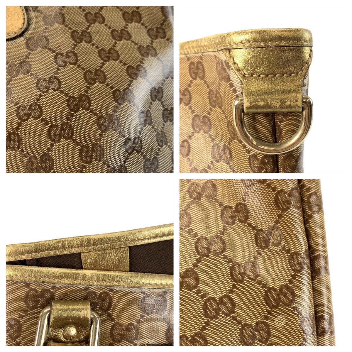 22672
GUCCI GG Crystal Beige Gold Hardware PVC / Leather 189896 Tote Bag Shoulder Bag Ladies AB28