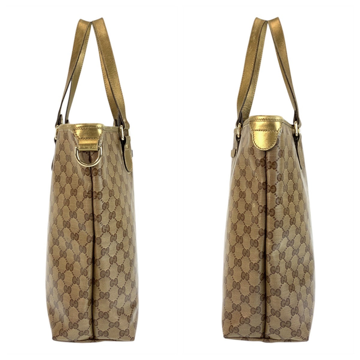 22672
GUCCI GG Crystal Beige Gold Hardware PVC / Leather 189896 Tote Bag Shoulder Bag Ladies AB28