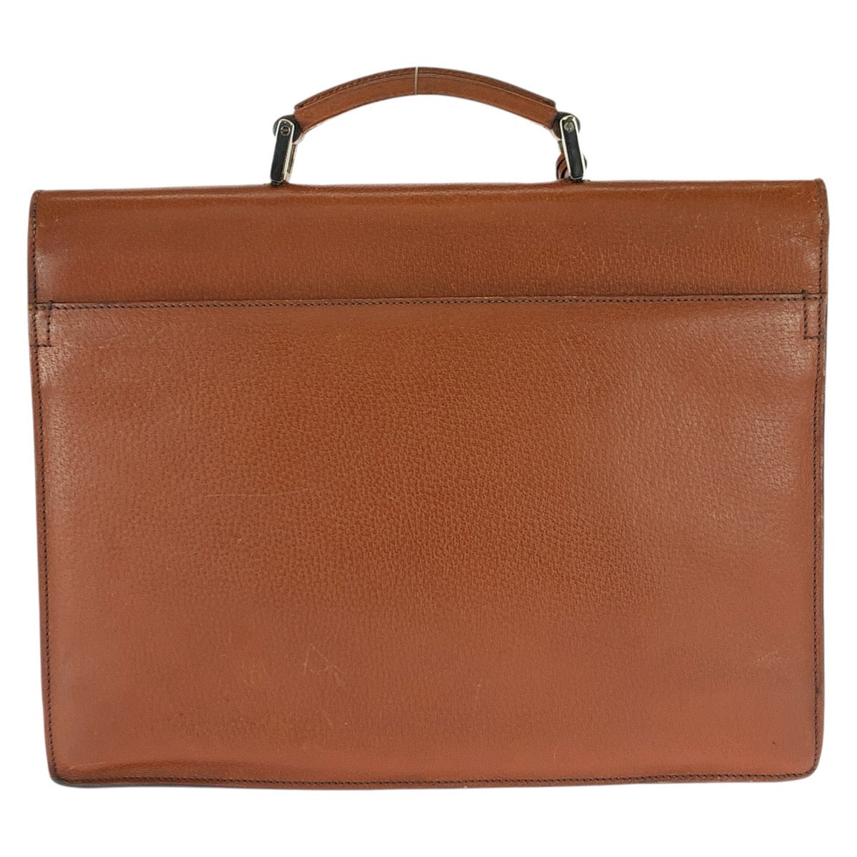 22676
PRADA プラダ ブラウン シルバー金具 レザー ビジネスバッグ ブリーフケース メンズ AB28