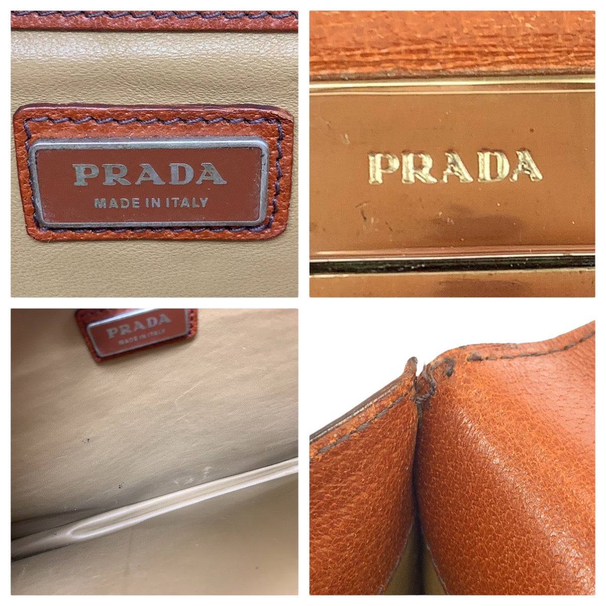 22676
PRADA プラダ ブラウン シルバー金具 レザー ビジネスバッグ ブリーフケース メンズ AB28