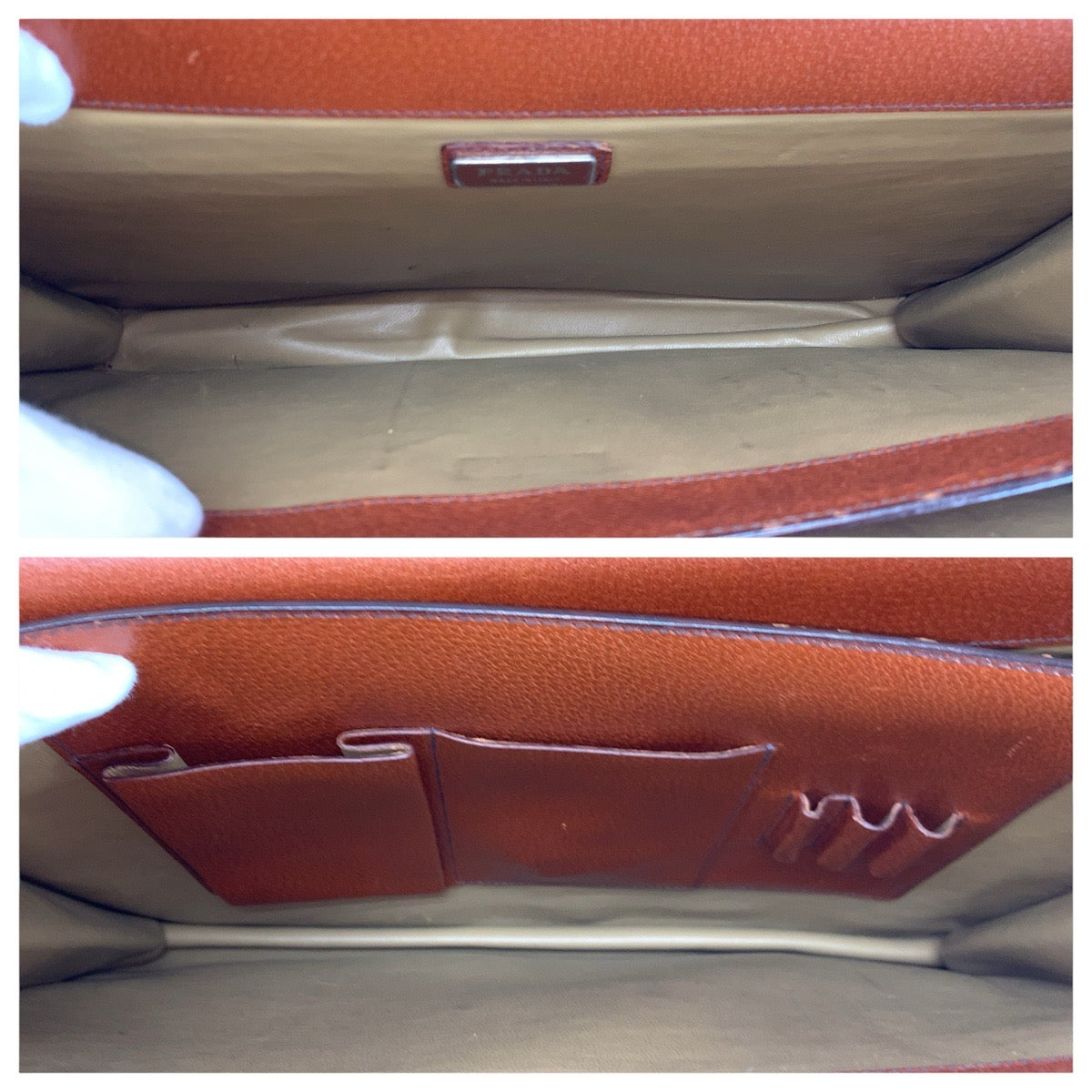 22676
PRADA プラダ ブラウン シルバー金具 レザー ビジネスバッグ ブリーフケース メンズ AB28